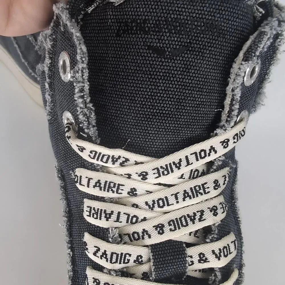 ZADIG & VOLTAIRE High Flash Canvas Sneakers in Noir Black - Size US 9 EU 40 -NIB